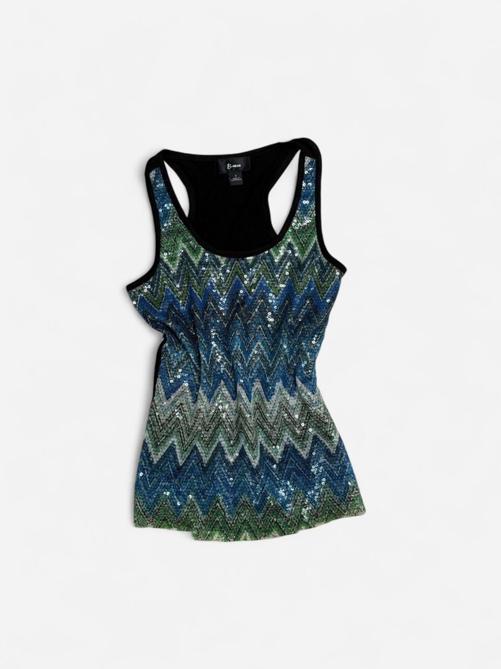 Bwear Sequin Chevron Racerback Tank Top - Blue & Green